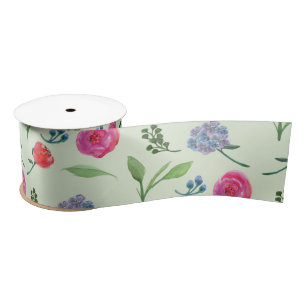 Ruban En Satin Aquarelle Florale