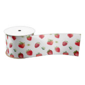 Ruban En Satin Aquarelle Fruits fraises et fleurs fraises (Bobine)