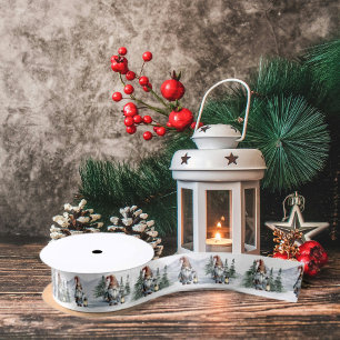 Ruban En Satin Aquarelle hiver Gnome de Noël