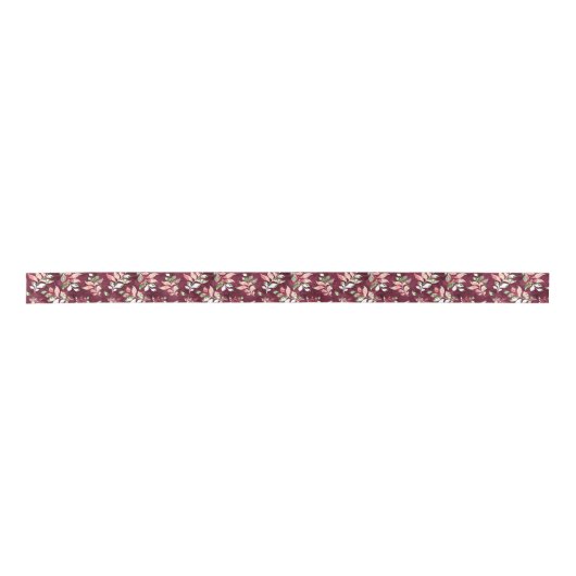Ruban En Satin Aquarelle marsala motif floral ruban (Devant)