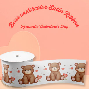 Ruban En Satin Aquarelle Ours Saint Valentin