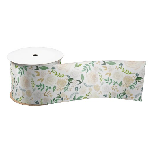 Ruban En Satin Aquarelle Pastel Peonies Motif Parties scintillant (Bobine)