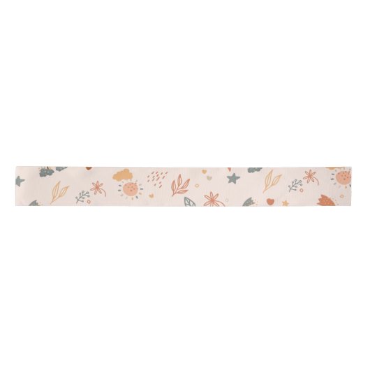Ruban En Satin Aquarelle Retro Boho Arc-en-ciel neutre (Devant)