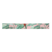 Ruban En Satin Aquarelle rose moderne Tropical Banana Palm Feuill (Devant)