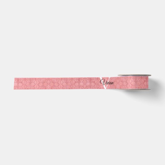 Ruban En Satin Aquarelle rose roude Nom du monogramme (Devant)