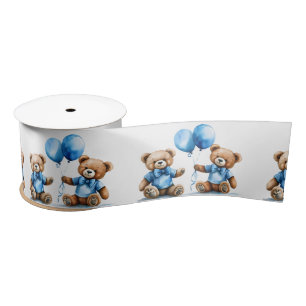 Ruban En Satin Aquarelle Teddy Bear Twin Boys