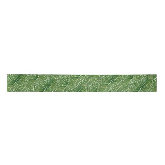 Ruban En Satin Aquarelle verte Feuille Motif (Devant)
