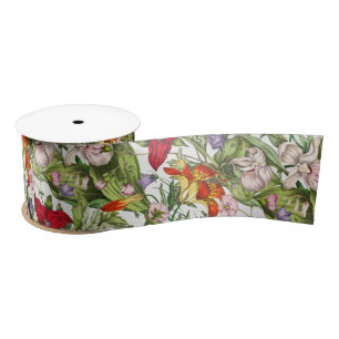 Ruban En Satin Aquarelle Vintage colorée Motif floral