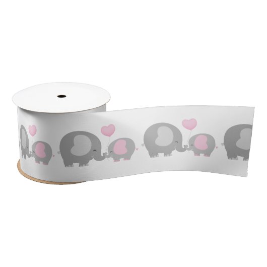 Ruban En Satin Arachide Eléphant Satin Ribbon Spool Rose & Grey (Bobine)