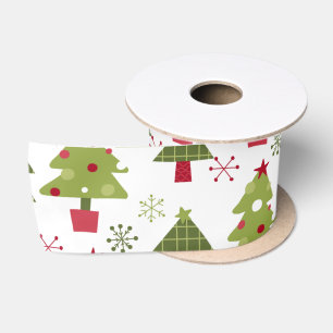 Ruban En Satin Arbre de Noël et flocons de neige