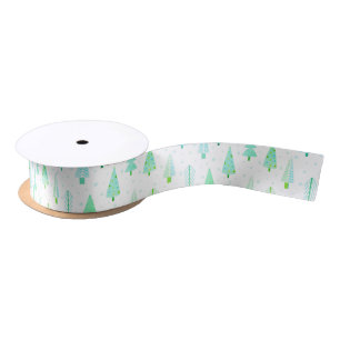 Ruban En Satin Arbres de Noël côtiers Turquoise