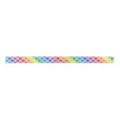 Ruban En Satin Arc-en-ciel Checkered et notes musicales (Devant)