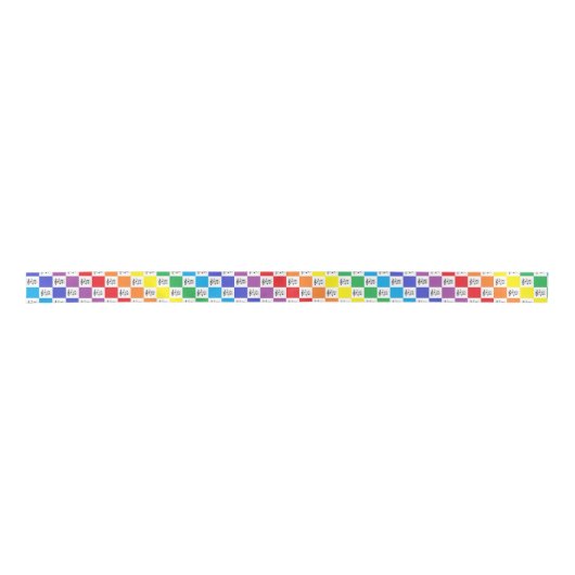 Ruban En Satin Arc-en-ciel Checkered et notes musicales (Devant)