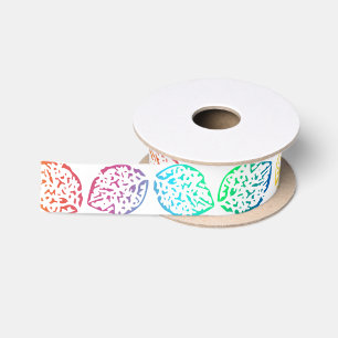 Ruban En Satin Arc-en-ciel de feuilles