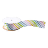 Ruban En Satin Arc-en-ciel en pastel Checkered (Bobine)