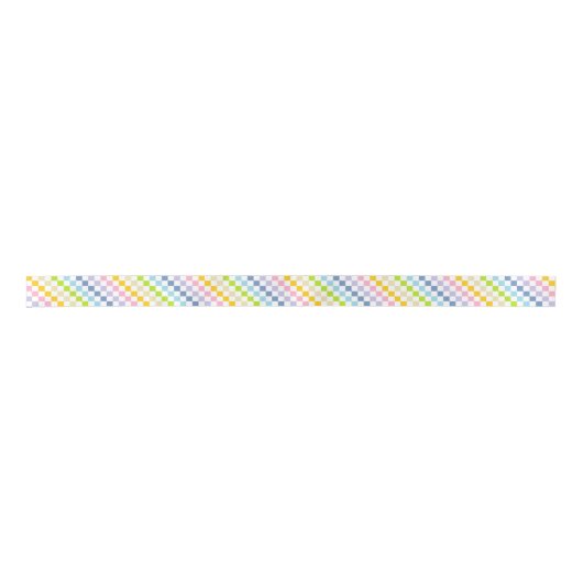 Ruban En Satin Arc-en-ciel en pastel Checkered (Devant)