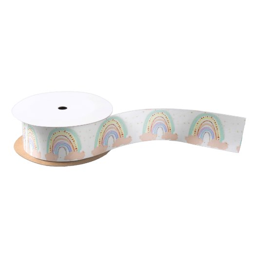 Ruban En Satin Arc en ciel et étoiles bébé (Bobine)