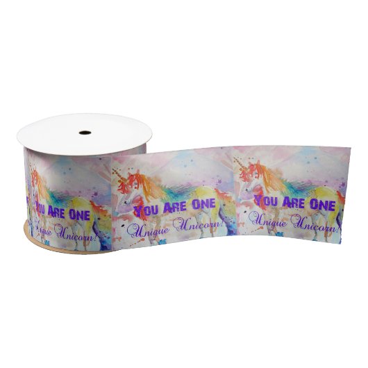 Ruban En Satin Arc-en-ciel Unicorne aquarelle peinture ruban sati (Bobine)
