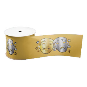 Ruban En Satin Argent 3 d'or de masques de drame de comédie et d