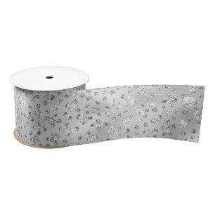 Ruban En Satin Argent gris Faux Parties scintillant Cheetah Spots