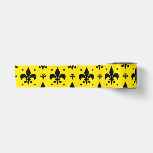 Ruban En Satin Arrière - plan Jaune Fleur-de-lis Motif Design