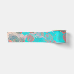 Ruban En Satin Art bleu rouge romantique floral / motif de fleurs