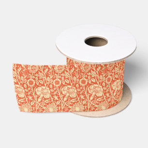 Ruban En Satin Art Nouveau Carnation Damask, Mandarin Orange