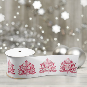 Ruban En Satin Art populaire scandinave rouge Arbre de Noël nordi