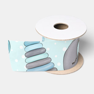RUBAN EN SATIN ARTICLES BÉBÉ BLEU PASTEL & GRIS