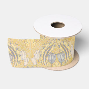 Ruban En Satin Arts and Crafts Walter Crane Bleus Tulipes Blanche