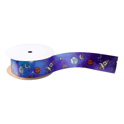 Ruban En Satin Astronaut & Lune (Bobine)
