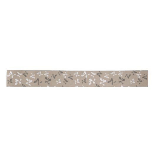Ruban En Satin Automne Foliing Feuille Brown Taupe Motif (Devant)