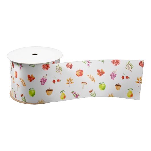 Ruban En Satin Automne Motif de récolte d'automne (Bobine)