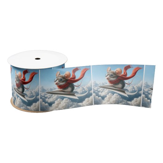 Ruban En Satin Aviateur Souris Piloter un avion en papier (Bobine)