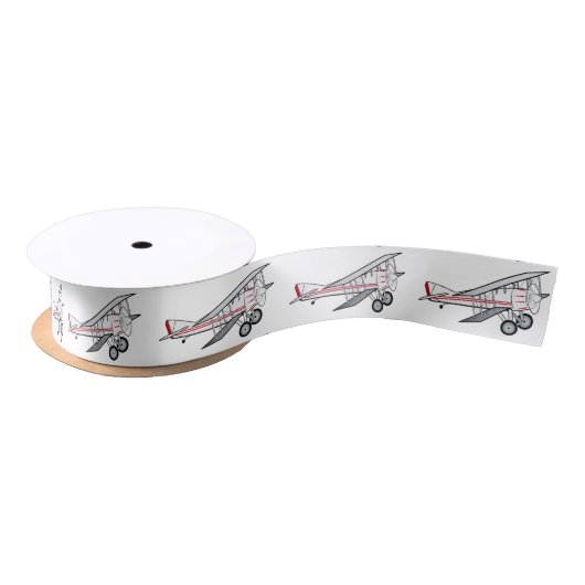 Ruban En Satin Avion : Biplan 1,5 pouces (Bobine)