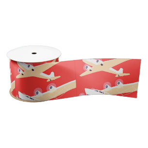 Ruban En Satin Avion en vol vintage WPA coloré