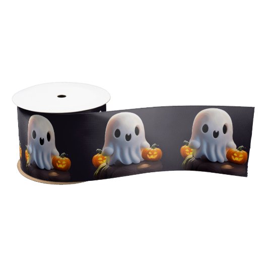Ruban En Satin Baby Ghost Déplaisant mignon caractère Halloween (Bobine)