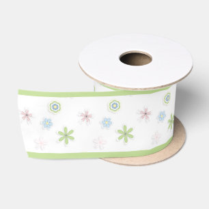 Ruban En Satin Baby-Shour Rétro Fleurs au Pastel