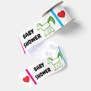 Ruban En Satin Baby Shower Cheval Vert Rose Bleu 3"