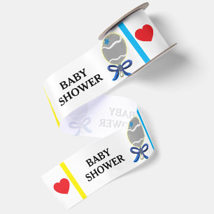 Ruban En Satin Baby Shower Hochets Bleus 
