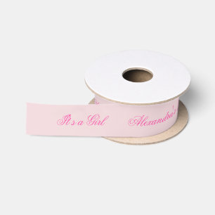 Ruban En Satin Baby Shower Rose C'est une Fille Calligraphie Élég