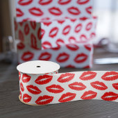 Ruban En Satin Baiser rouge Motif Valentine's Satin Ribbon