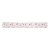 Ruban En Satin Baleine, Ancres, coraux et Motif d'algues (Pink) (Devant)