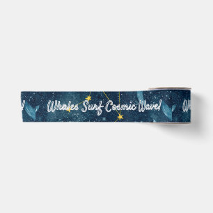 Ruban En Satin Baleines Surf Vagues cosmiques Design Constellatio