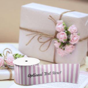Ruban En Satin Bande de bonbons rose et blanc avec texte personna