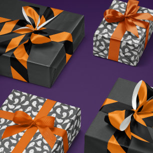 Ruban En Satin Bande large noire et orange