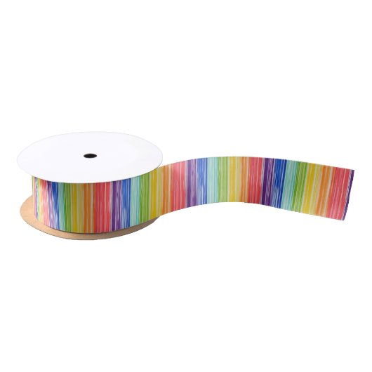 Ruban En Satin Bandes arc-en-ciel inondées (Bobine)