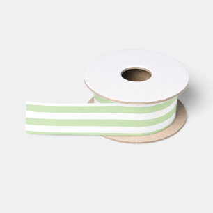 Ruban En Satin Bandes de bonbons vert pâle et blanc