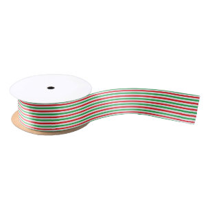 Ruban En Satin Bandes rouges, blanches et vertes