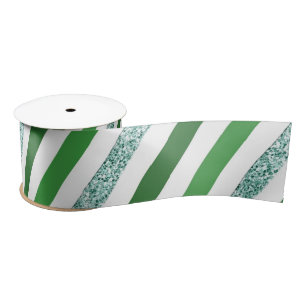 Ruban En Satin Bandes vertes scintillantes élégantes, Noël